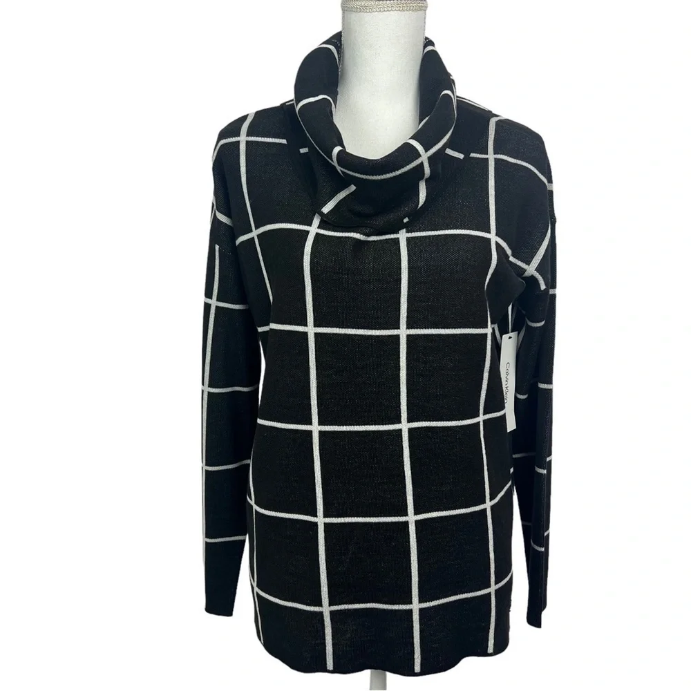 NWT Calvin Klein Women’s Pullover Sweater Sz Small/Petite Multi Color Cowl Neck